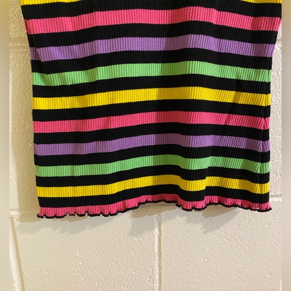 SOLD Killstar “Blair” rainbow stripe ribbed lettuce trim tee - Picture 6 of 7